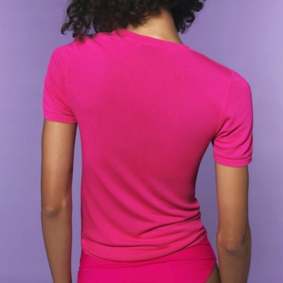 Zara NWOT Extra Fine Knit Top Fuschia - Picture 2 of 4
